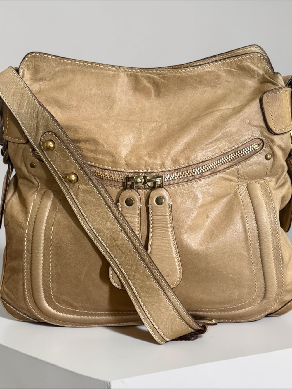 Vintage Chloe Beige Leather Shoulder Bag - Picture 4 of 16